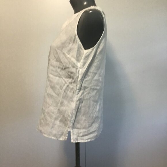 Talbots Petites White Linen Sleeveless Top Size S - Picture 7 of 12